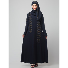 Nazneen Hand Emroidred at sleeves front and Hijab A line Party Abaya