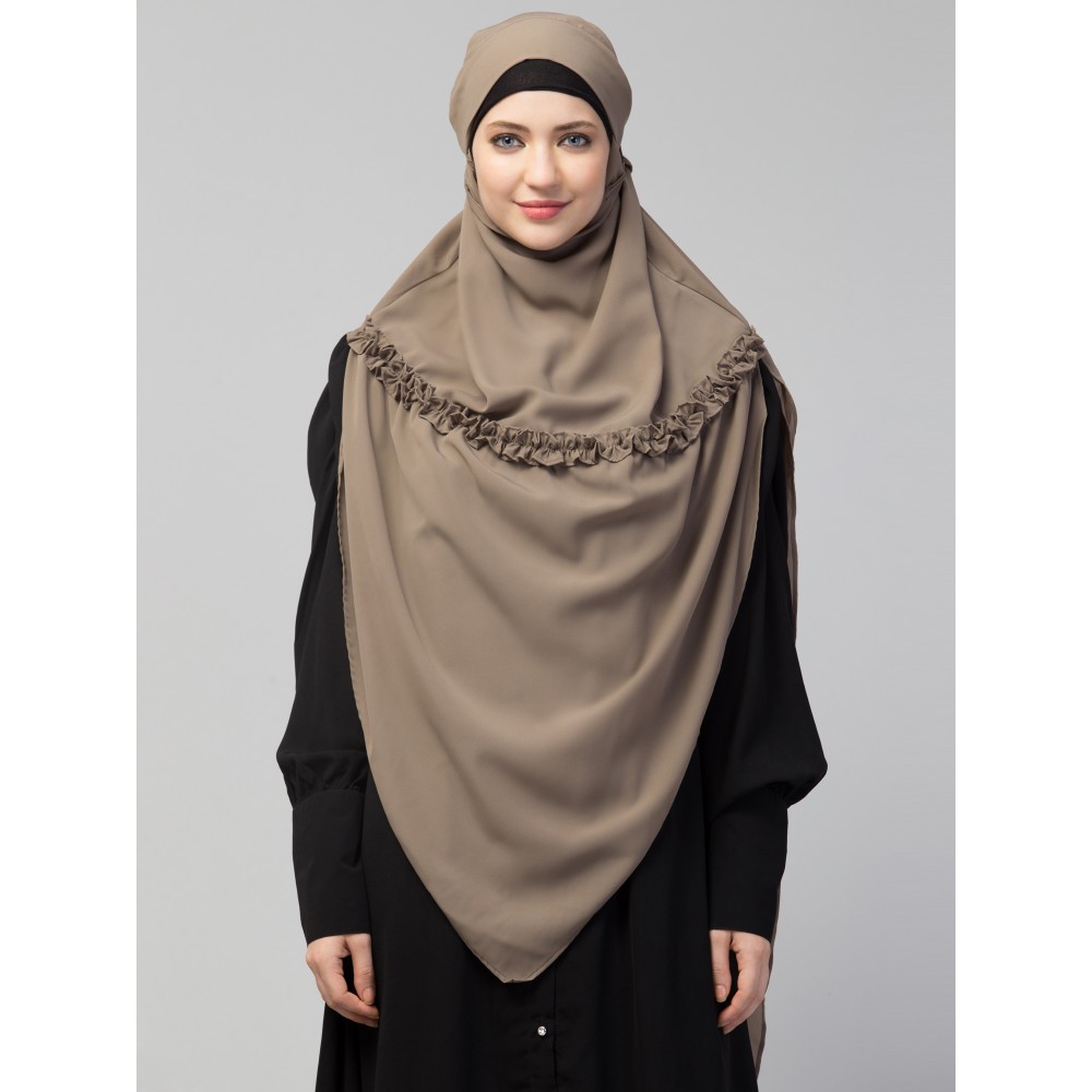 Nazneen Frill around shoulder, Triangle instant ready to wear tie at back Trendy Hijab