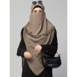 Nazneen Frill around shoulder, Triangle instant ready to wear tie at back Trendy Hijab