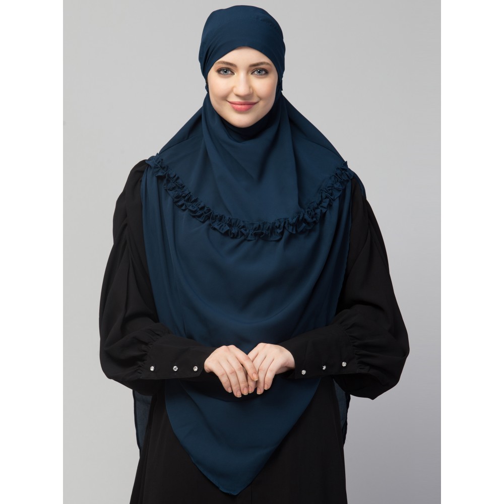 Nazneen Frill around shoulder, Triangle instant ready to wear tie at back Trendy Hijab