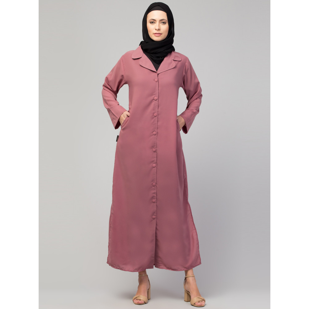 Nazneen Front open Coat Collar Self Fabric Button Coat style Abaya /Burqa / Naqab