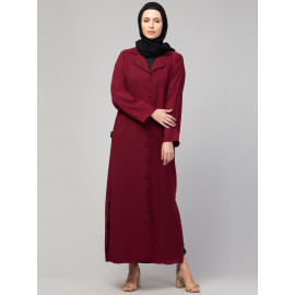 Nazneen Front open Coat Collar Self Fabric Button Coat style Abaya /Burqa / Naqab