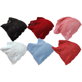 Nazneen Stretchable Floral Net Lace Under Hijab/Scarf Tube Cap (Assorted Colour, Pack of 6)