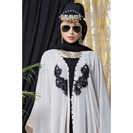 Nazneen butterfly upper with inner Embroidered abaya cum Kaftan