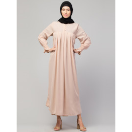 Nazneen Pleats at chest Smoking Sleeve Casual Abaya / Naqab/ Burqa