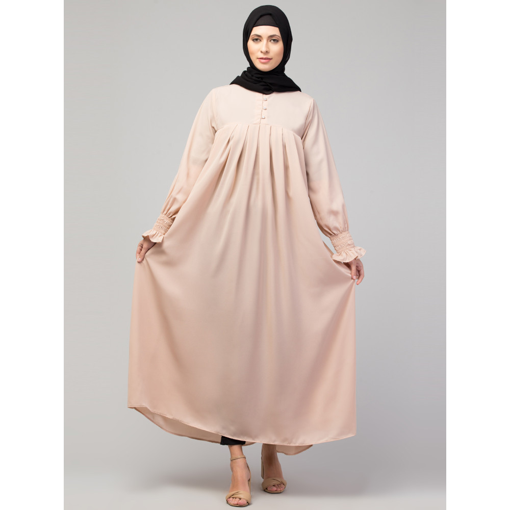 Nazneen Pleats at chest Smoking Sleeve Casual Abaya / Naqab/ Burqa