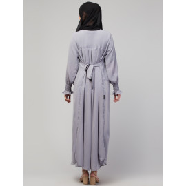 Nazneen Pleats at chest Smoking Sleeve Casual Abaya / Naqab/ Burqa