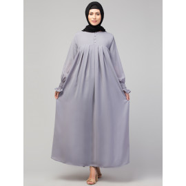 Nazneen Pleats at chest Smoking Sleeve Casual Abaya / Naqab/ Burqa