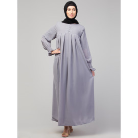 Nazneen Pleats at chest Smoking Sleeve Casual Abaya / Naqab/ Burqa