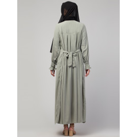 Nazneen Pleats at chest Smoking Sleeve Casual Abaya / Naqab/ Burqa