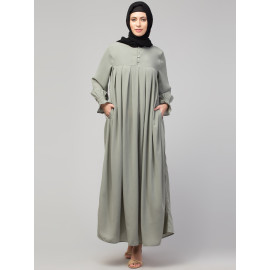 Nazneen Pleats at chest Smoking Sleeve Casual Abaya / Naqab/ Burqa