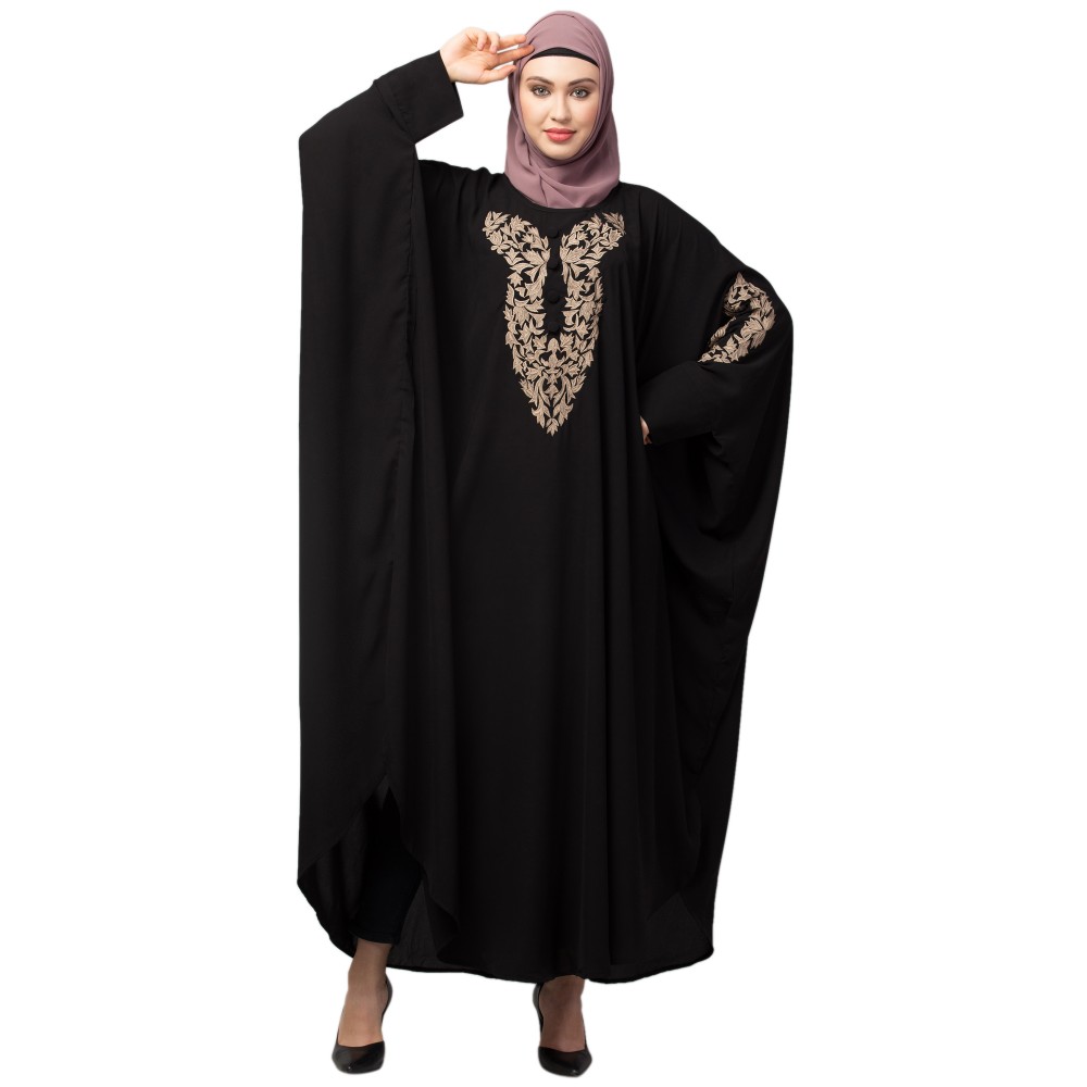 Nazneen Neck and Sleeve Embroidery with Cuff free Size  Kaftan