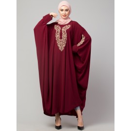 Naznee Neck and Sleeve Embroidery with Cuff free Size  Kaftan