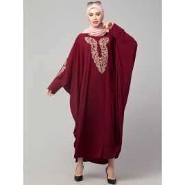 Naznee Neck and Sleeve Embroidery with Cuff free Size  Kaftan