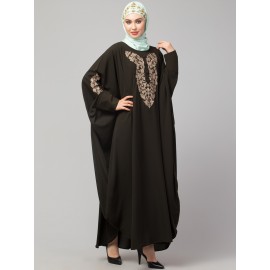 Naznee Neck and Sleeve Embroidery with Cuff free Size  Kaftan