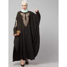 Naznee Neck and Sleeve Embroidery with Cuff free Size  Kaftan