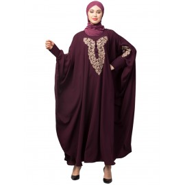 Naznee Neck and Sleeve Embroidery with Cuff free Size  Kaftan