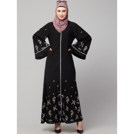 Nazneen Front Open Front & Back sleeve Embroidered  Abaya cum Kaftan