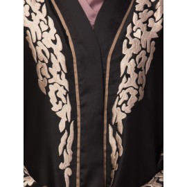 Nazneen front open Thread Embroidery at Front and Sleeve Dubai Nida Kaftan