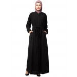 Nazneen Front Open with Belt and Elastic at cuff Casual Abaya