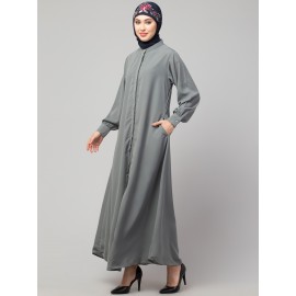 Nazneen Front open Hidden Placket Daily wear casual Abaya