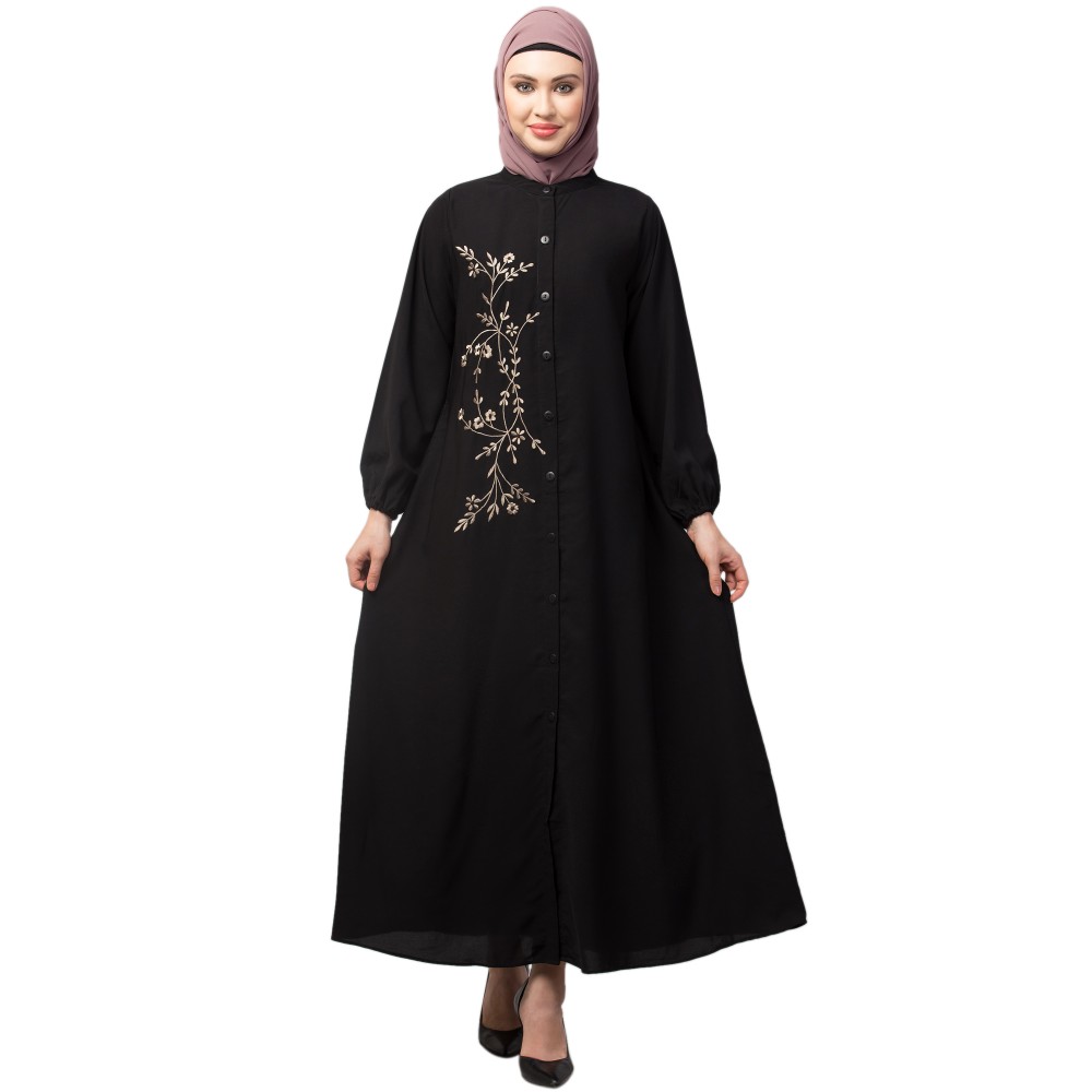 Nazneen Front Open one side Thread embroidery  Casual Abaya