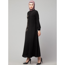 Nazneen Front Open one side Thread embroidery  Casual Abaya