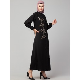 Nazneen Front Open one side Thread embroidery  Casual Abaya