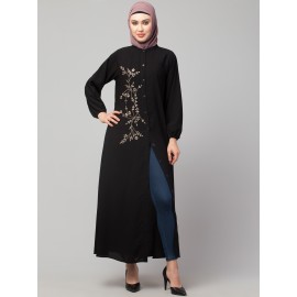 Nazneen Front Open one side Thread embroidery  Casual Abaya
