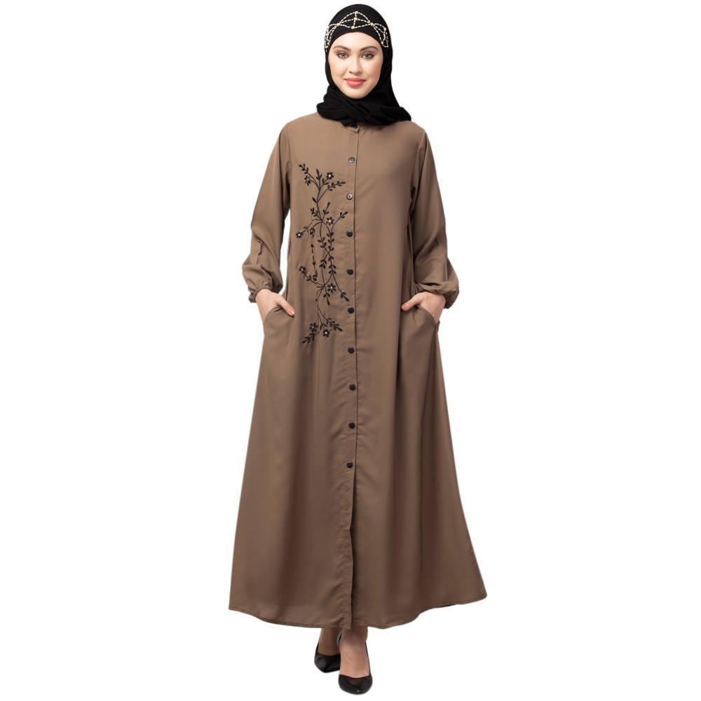 Nazneen Front Open one side Thread embroidery  Casual Abaya