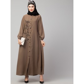 Nazneen Front Open one side Thread embroidery  Casual Abaya