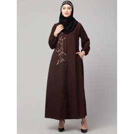 Nazneen Front Open one side Thread embroidery  Casual Abaya