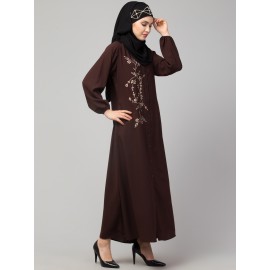 Nazneen Front Open one side Thread embroidery  Casual Abaya