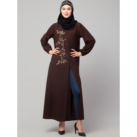 Nazneen Front Open one side Thread embroidery  Casual Abaya