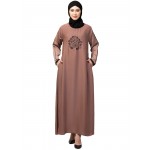 Nazneen embroidery at front contrast piping Casual Abaya