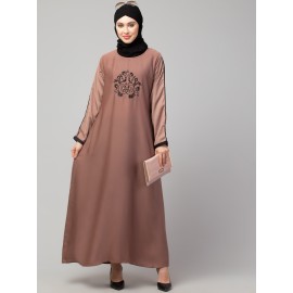 Nazneen embroidery at front contrast piping Casual Abaya