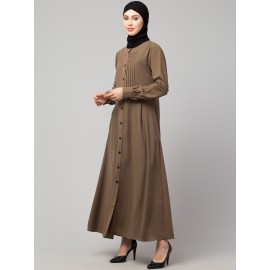 Nazneen Pleats at front and sleeve Front open Casual Abaya