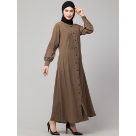 Nazneen Pleats at front and sleeve Front open Casual Abaya