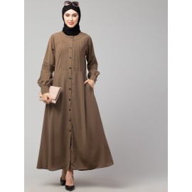 Nazneen Pleats at front and sleeve Front open Casual Abaya