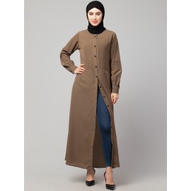 Nazneen Pleats at front and sleeve Front open Casual Abaya