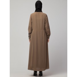 Nazneen Pleats at front and sleeve Front open Casual Abaya