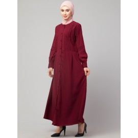 Nazneen Pleats at front and sleeve Front open Casual Abaya