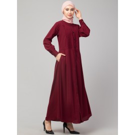 Nazneen Pleats at front and sleeve Front open Casual Abaya