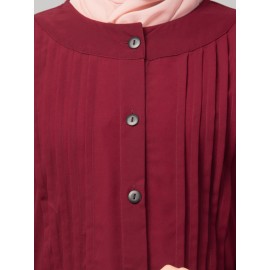 Nazneen Pleats at front and sleeve Front open Casual Abaya