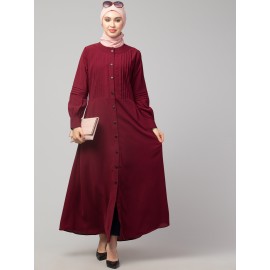 Nazneen Pleats at front and sleeve Front open Casual Abaya