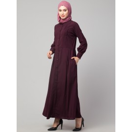 Nazneen Pleats at front and sleeve Front open Casual Abaya