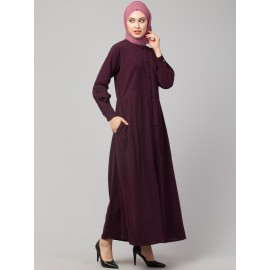 Nazneen Pleats at front and sleeve Front open Casual Abaya