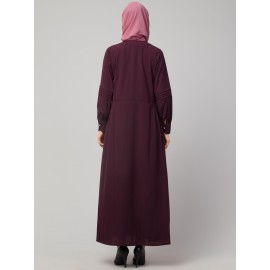 Nazneen Pleats at front and sleeve Front open Casual Abaya