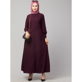 Nazneen Pleats at front and sleeve Front open Casual Abaya