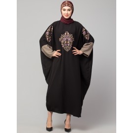 Nazneen front and sleeve embroidery contrast sleeve Kaftan